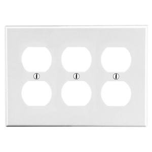 Hubbell Wiring Standard Duplex Wallplates 3 Gang White Nylon Device