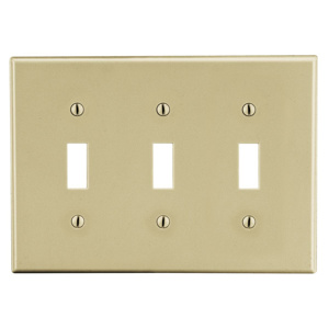 Hubbell Wiring Standard Toggle Wallplates 3 Gang Ivory Nylon Device