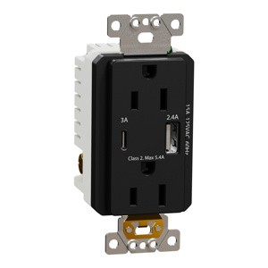 Square D USB Receptacles Black Square D USB Receptacles Black