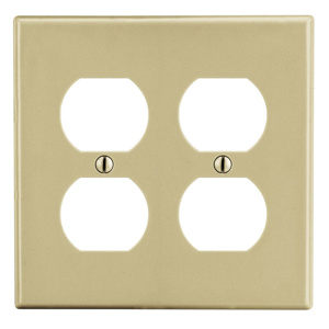 Hubbell Wiring Midsized Duplex Wallplates 2 Gang Ivory Nylon Device