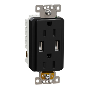 Square D USB Receptacles Black Square D USB Receptacles Black