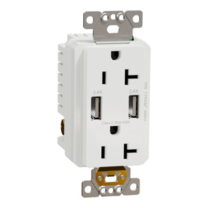 Square D USB Receptacles White Square D USB Receptacles White