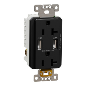 Square D USB Receptacles Black Square D USB Receptacles Black