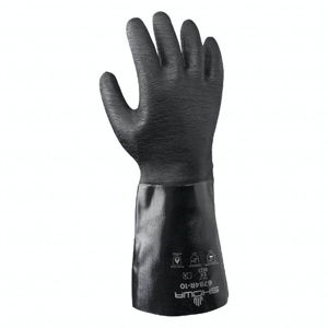 Showa Gauntlet Cuff Chemical Protection Gloves 10 Black Neoprene