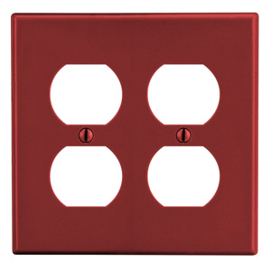 Hubbell Wiring Midsized Duplex Wallplates 2 Gang Red Nylon Device