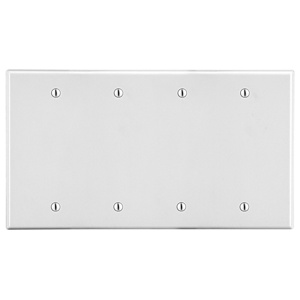Hubbell Wiring Standard Blank Wallplates 4 Gang White Nylon Box