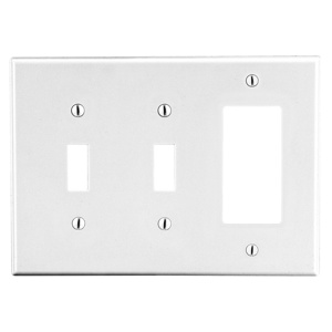 Hubbell Wiring Standard Decorator Toggle Wallplates 3 Gang White Nylon Device