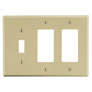 Hubbell Wiring Standard Decorator Toggle Wallplates 3 Gang Ivory Nylon Device