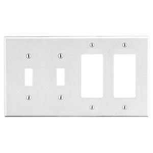 Hubbell Wiring Standard Decorator Toggle Wallplates 4 Gang White Nylon Device