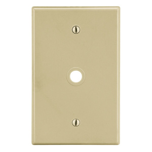 Hubbell Wiring Standard Coax Wallplates 1 Gang 0.406 in Ivory Nylon Device