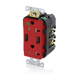 Leviton Decora® Combination USB Devices Red 20 A