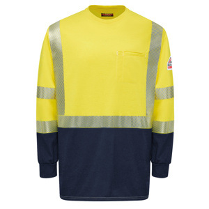 Workwear Outfitters Bulwark FR High Vis Reflective Lightweight Shirts 2XL High Vis Yellow/Navy Mens