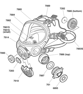 3M 7800 V Series Reusable Full Facepiece Respirators Large 6 Point