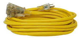 Southwire Lighted SJTW Extension Cords 15 A 125 V 12/3 100 ft Yellow Straight 5-15P/5-15R