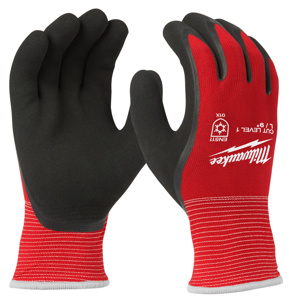Milwaukee Cut Level 1 Insulated Winter Dipped Gloves Red<multisep/>Black