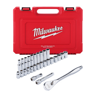 Milwaukee FOUR FLAT™ Metric Socket Sets Deep/Standard 1/2 in 28 Piece