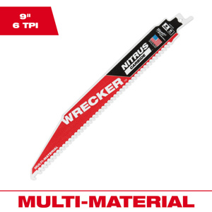 Milwaukee The WRECKER™ SAWZALL® NITRUS CARBIDE™ Reciprocating Saw Blades 6 TPI 9 in Multi-material
