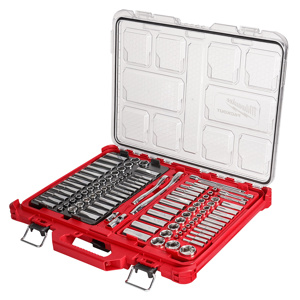 Milwaukee FOUR FLAT™ PACKOUT™ Metric/SAE Socket Sets Deep/Standard 1/4 in<multisep/>3/8 in 106 Piece