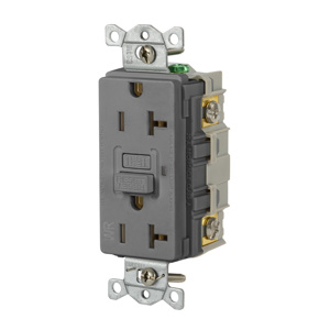 Hubbell Wiring Autoguard® GFWRST20 Series Decorator Duplex GFCIs 20 A Gray Weather-resistant