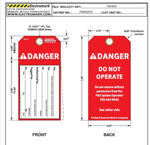 Electromark Danger Do Not Operate Tags Danger Do Not Operate Red 3.50 x 7.00 in