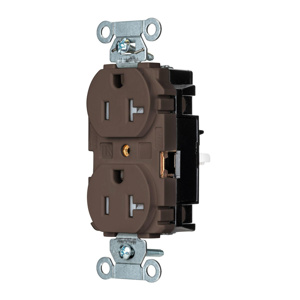 Hubbell Wiring Straight Blade Duplex Receptacles 20 A 125 V 2P3W 5-20R Commercial EdgeConnect™ Tamper-resistant Brown