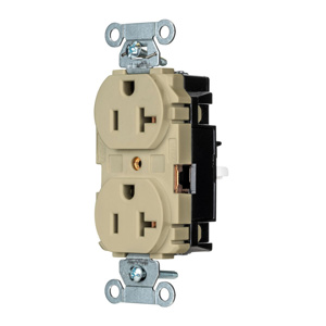 Hubbell Wiring Straight Blade Duplex Receptacles 20 A 125 V 2P3W 5-20R Commercial EdgeConnect™ Dry Location Ivory
