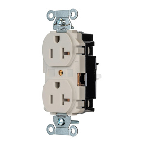 Hubbell Wiring Straight Blade Duplex Receptacles 20 A 125 V 2P3W 5-20R Commercial EdgeConnect™ Dry Location Light Almond