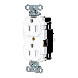 Hubbell Wiring Straight Blade Duplex Receptacles 15 A 125 V 2P3W 5-15R Industrial EdgeConnect™ Hubbell-Pro™ Dry Location White