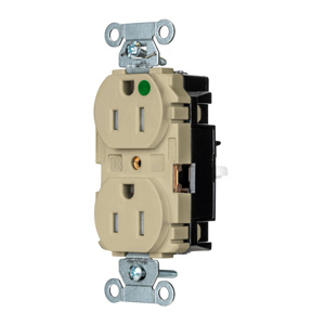 Hubbell Wiring Straight Blade Duplex Receptacles 15 A 125 V 2P3W 5-15R Hospital EdgeConnect™ Hubbell-Pro™ Tamper-resistant Ivory