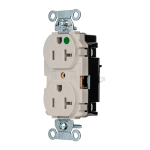 Hubbell Wiring Straight Blade Duplex Receptacles 20 A 125 V 2P3W 5-20R Hospital EdgeConnect™ Hubbell-Pro™ Dry Location Light Almond