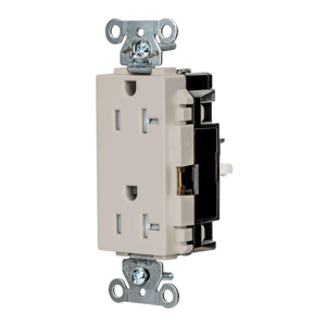 Hubbell Wiring Straight Blade Decorator Duplex Receptacles 20 A 125 V 2P3W 5-20R Commercial EdgeConnect™ Style Line® Tamper-resistant Light Almond