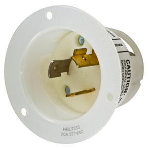 Hubbell Wiring Locking Flanged Inlets 20 A 277 V 2P3W L7-20P EdgeConnect™ Twist-Lock® Insulgrip®