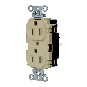 Hubbell Wiring Straight Blade Duplex Receptacles 15 A 125 V 2P3W 5-15R Industrial EdgeConnect™ Hubbell-Pro™ Dry Location Ivory