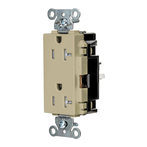 Hubbell Wiring Straight Blade Decorator Duplex Receptacles 20 A 125 V 2P3W 5-20R Commercial EdgeConnect™ Style Line® Tamper-resistant Ivory