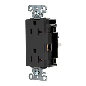 Hubbell Wiring Straight Blade Decorator Duplex Receptacles 20 A 125 V 2P3W 5-20R Commercial EdgeConnect™ Style Line® Dry Location Black