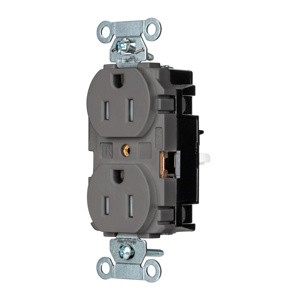 Hubbell Wiring Straight Blade Duplex Receptacles 15 A 125 V 2P3W 5-15R Industrial EdgeConnect™ Hubbell-Pro™ Tamper-resistant Gray