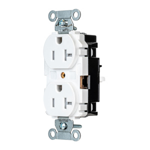 Hubbell Wiring Straight Blade Duplex Receptacles 20 A 125 V 2P3W 5-20R Commercial/Industrial EdgeConnect™ Hubbell-Pro™ Tamper-resistant White