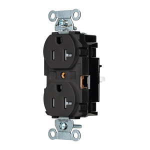 Hubbell Wiring Straight Blade Duplex Receptacles 20 A 125 V 2P3W 5-20R Commercial EdgeConnect™ Tamper-resistant Black