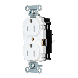 Hubbell Wiring Straight Blade Duplex Receptacles 15 A 125 V 2P3W 5-15R Industrial EdgeConnect™ Hubbell-Pro™ Tamper-resistant White