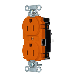 Hubbell Wiring Straight Blade Duplex Receptacles 15 A 125 V 2P3W 5-15R Commercial EdgeConnect™ Hubbell-Pro™ Dry Location Orange