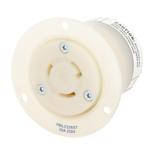 Hubbell Wiring Locking Flanged Receptacles 20 A 250 V 2P3W L6-20R EdgeConnect™ Twist-Lock® Insulgrip®