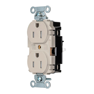 Hubbell Wiring Straight Blade Duplex Receptacles 15 A 125 V 2P3W 5-15R Industrial EdgeConnect™ Hubbell-Pro™ Tamper-resistant Light Almond