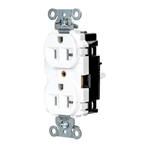 Hubbell Wiring Straight Blade Duplex Receptacles 20 A 125 V 2P3W 5-20R Commercial/Industrial EdgeConnect™ Hubbell-Pro™ Dry Location White