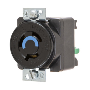 Hubbell Wiring Locking Single Receptacles 15 A 250 V 2P3W L6-15R EdgeConnect™ Twist-Lock®
