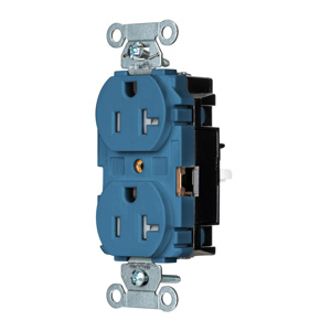 Hubbell Wiring Straight Blade Duplex Receptacles 20 A 125 V 2P3W 5-20R Commercial EdgeConnect™ Tamper-resistant Blue