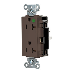 Hubbell Wiring Straight Blade Decorator Duplex Receptacles 20 A 125 V 2P3W 5-20R Hospital EdgeConnect™ Style Line® HBL® Extra Heavy Duty Max Dry Location Brown