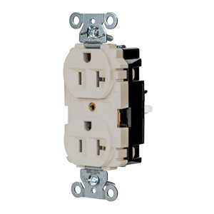 Hubbell Wiring Straight Blade Duplex Receptacles 20 A 125 V 2P3W 5-20R Commercial/Industrial EdgeConnect™ Hubbell-Pro™ Dry Location Light Almond