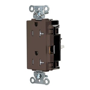 Hubbell Wiring Straight Blade Decorator Duplex Receptacles 20 A 125 V 2P3W 5-20R Commercial EdgeConnect™ Style Line® Tamper-resistant Brown