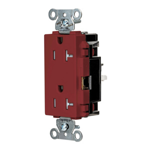 Hubbell Wiring Straight Blade Decorator Duplex Receptacles 20 A 125 V 2P3W 5-20R Specification EdgeConnect™ Style Line® HBL® Extra Heavy Duty Max Tamper-resistant Red