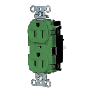 Hubbell Wiring Straight Blade Duplex Receptacles 15 A 125 V 2P3W 5-15R Industrial EdgeConnect™ Hubbell-Pro™ Dry Location Green